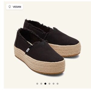 TOMS Valencia Platform Espadrille Black Vegan